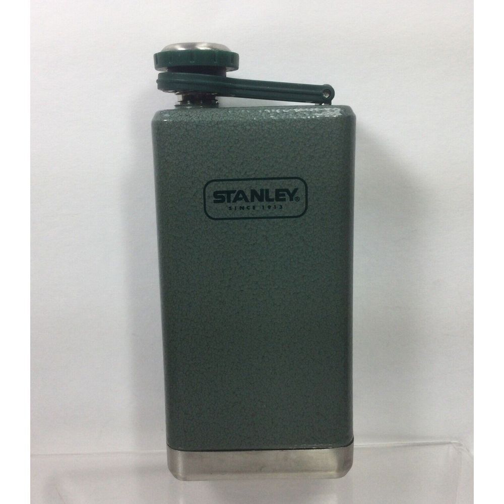 Stanley Flask 8 Oz Hammertone Green Stainless Steel‎ Hiking Camping Travel